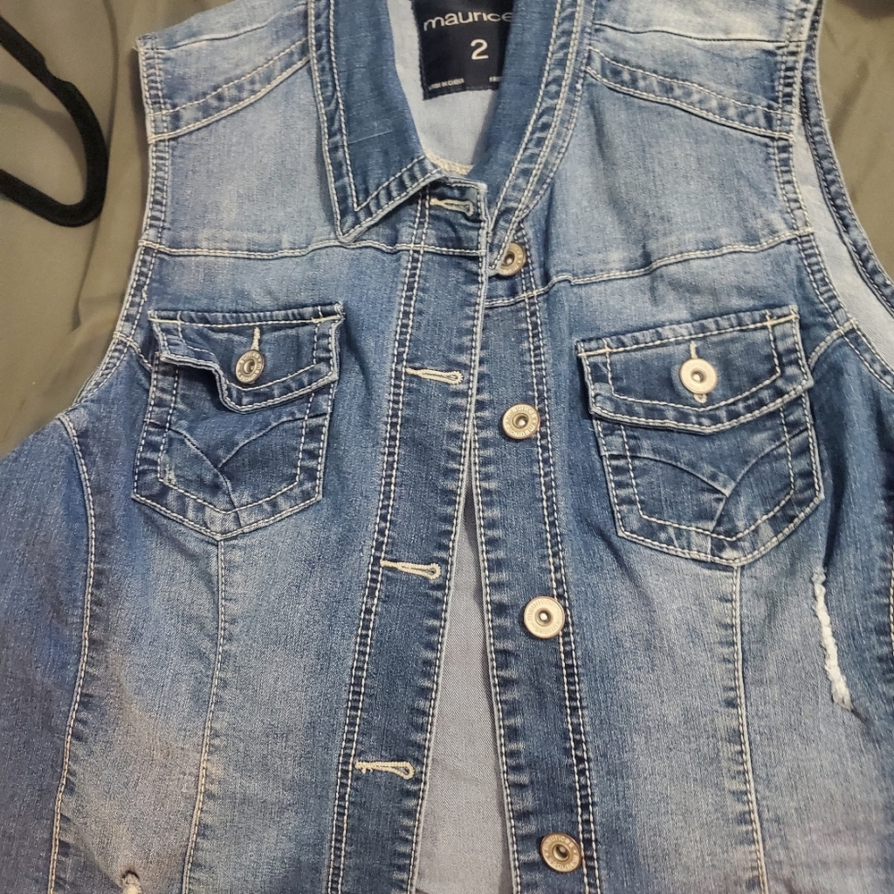 Distressed Denim vest